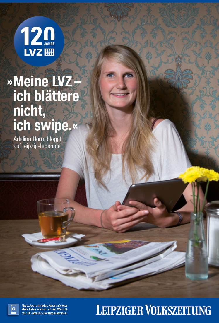 Adelina als LVZ-Testimonial auf Leipziger Plakatwaenden